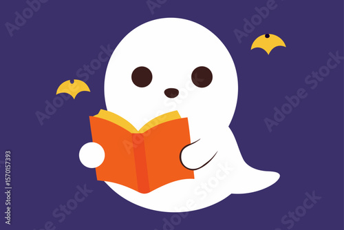 Whimsical Ghost Reading a Book