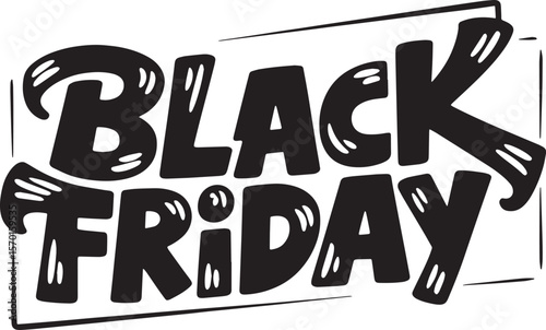 BLACK FRIDAY Hand-drawn Style text Graphic black silhouette vector, Simple silhouette Design vector icon with Transparent background. A bold, stylized font text, Perfect for Sales Promotions