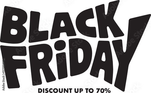 BLACK FRIDAY Hand-drawn Style text Graphic black silhouette vector, Simple silhouette Design vector icon with Transparent background. A bold, stylized font text, Perfect for Sales Promotions