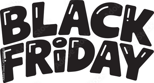 BLACK FRIDAY Hand-drawn Style text Graphic black silhouette vector, Simple silhouette Design vector icon with Transparent background. A bold, stylized font text, Perfect for Sales Promotions
