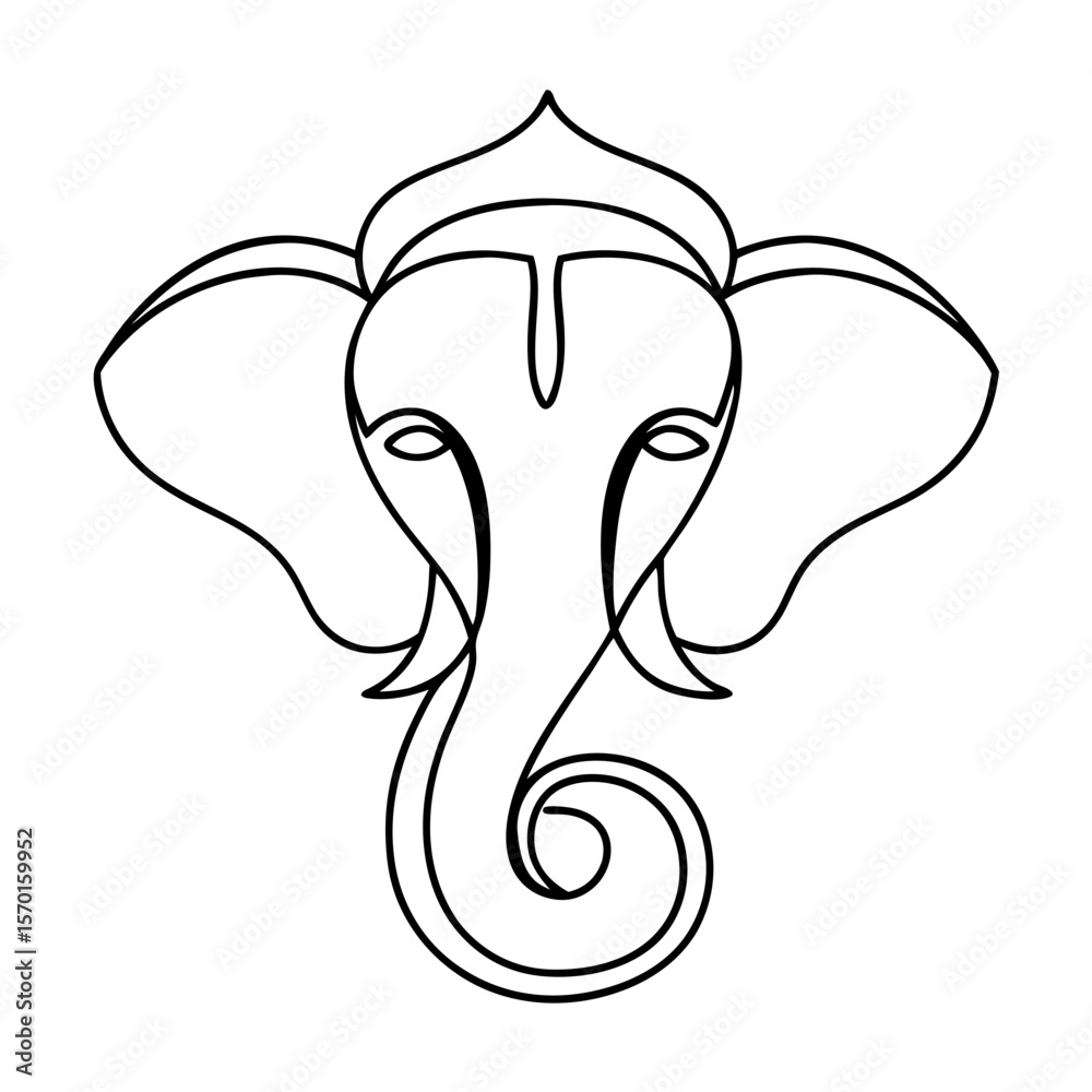 Obraz premium Ganesha art embodies spiritual symbolism and artistic expression with line drawing. Ganesha portrait represents hindu deity of wisdom and new beginnings,