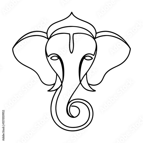 Ganesha art embodies spiritual symbolism and artistic expression with line drawing. Ganesha portrait represents hindu deity of wisdom and new beginnings,