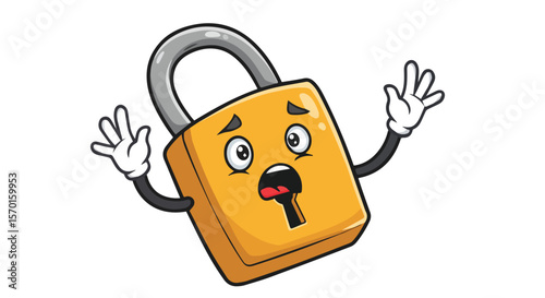 Scared Cartoon Padlock