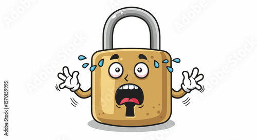 Scared Cartoon Padlock