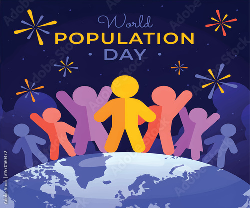 World Population Day design featuring people and planet in flat style

