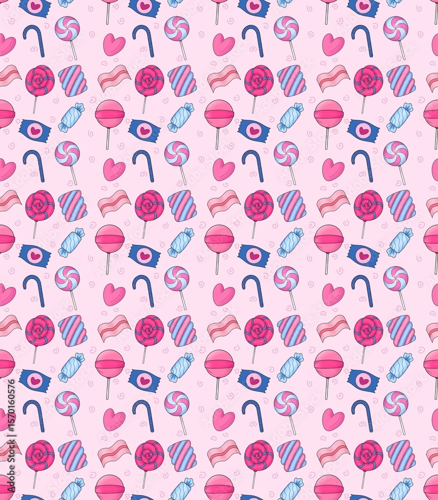 Candy Love Seamless Pattern in Pink