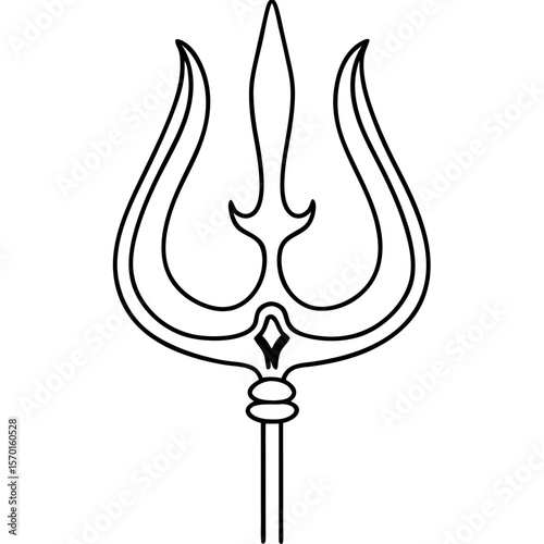 Symbolic trishul depiction of a trident, emblem of power and divine strength in Hindu tradition. Divine trishul represents protection, authority, and spiritual might.