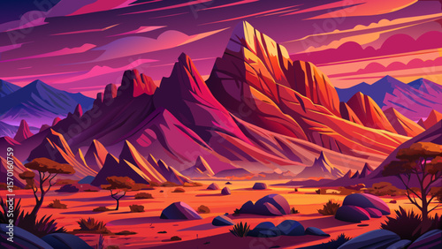 Flinders Ranges glows in purples and reds as sunset light hits the rock, turning the desert into a canvas of heat and history.