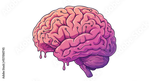 Colorful Human Brain with Splatters