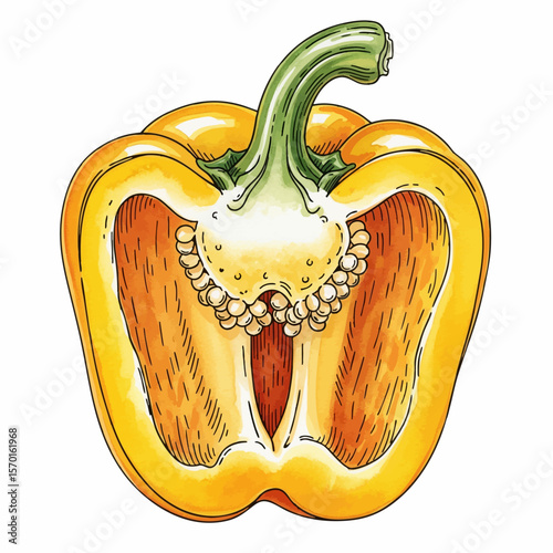 A Halved Yellow Bell Pepper