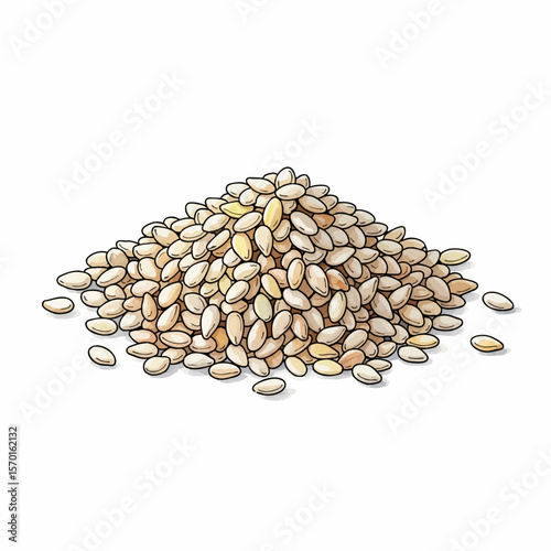 A Pile of White Sesame Seeds