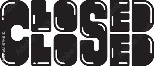 CLOSED Hand-drawn Style text Graphic black silhouette vector, Simple silhouette Design vector icon with Transparent background. A bold, stylized font text, Perfect for Sales Promotions