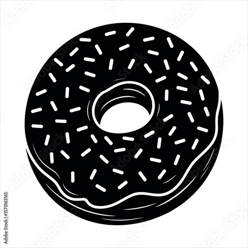Black donut with white sprinkles food