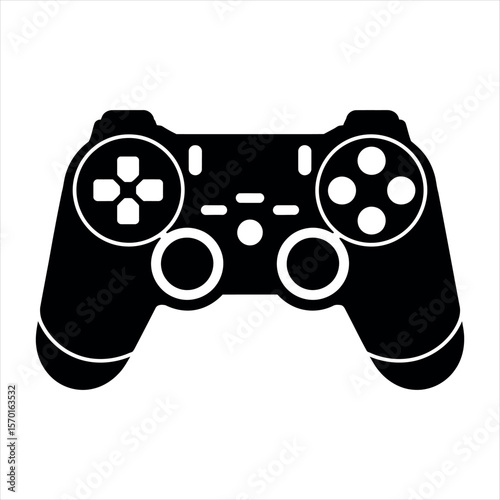 Black video game controller icon gaming joystick