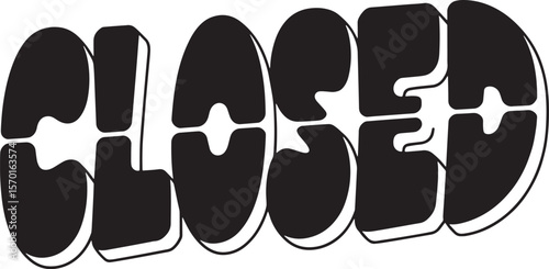 CLOSED Hand-drawn Style text Graphic black silhouette vector, Simple silhouette Design vector icon with Transparent background. A bold, stylized font text, Perfect for Sales Promotions