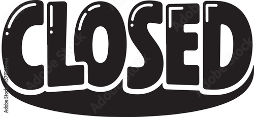 CLOSED Hand-drawn Style text Graphic black silhouette vector, Simple silhouette Design vector icon with Transparent background. A bold, stylized font text, Perfect for Sales Promotions