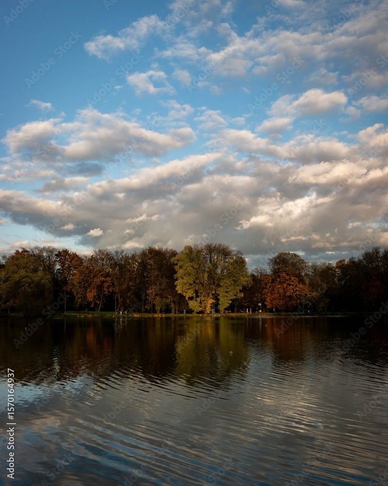 Fototapeta premium autumn trees reflected in a lake