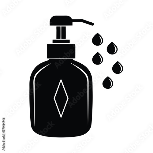Aqua hand sanitizer pump bottle with crystal gel drops detailed Vector illustration