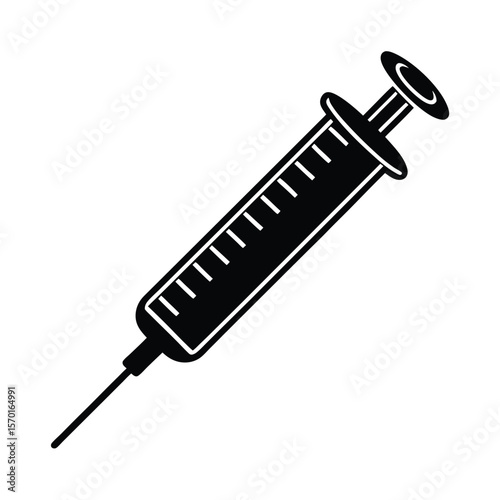 Bright red emergency syringe with translucent barrel shown clearly Vector illustration