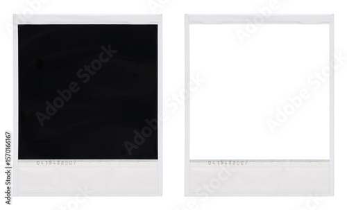 Back side of instant picture, polaroid photo frame isolated