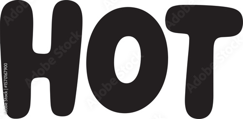 HOT Hand-drawn Style text Graphic black silhouette vector, Simple silhouette Design vector icon with Transparent background. A bold, stylized font text, Perfect for Sales Promotions