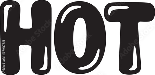 HOT Hand-drawn Style text Graphic black silhouette vector, Simple silhouette Design vector icon with Transparent background. A bold, stylized font text, Perfect for Sales Promotions