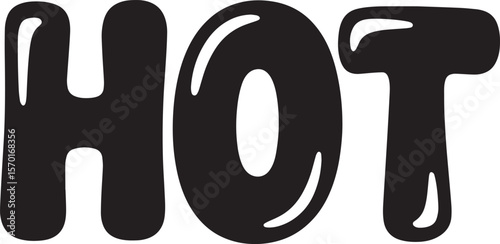 HOT Hand-drawn Style text Graphic black silhouette vector, Simple silhouette Design vector icon with Transparent background. A bold, stylized font text, Perfect for Sales Promotions