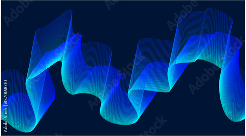 Abstract Wave Background Design Blue Cyan Gradient Color Stylized Lines Art Vector Illustration