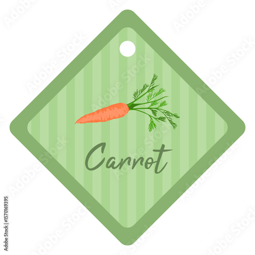 Organic Carrot Sticker – Hand Drawn Fresh Vegetable Illustration, Farm Market Label, Healthy Food Design Shop Sticker.