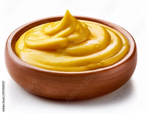 yellow mustard sauce spread isolated on white background n