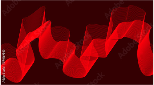 Abstract Wave Background Design Red Color Stylized Lines Art Vector Illustration
