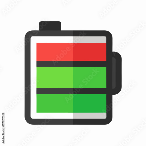 Battery charge indicator red green gray power energy