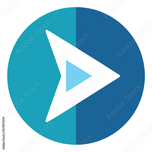 Blue circle play button icon triangle