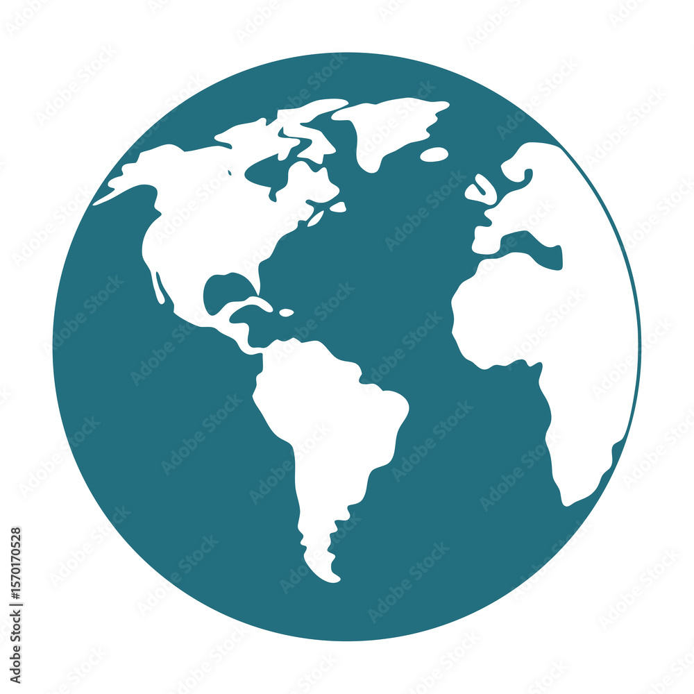 Teal Globe With White Continents world map earth Teal Globe With White Continents world map earth