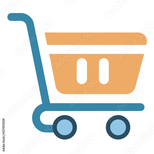 Shopping cart icon blue orange commerce retail
