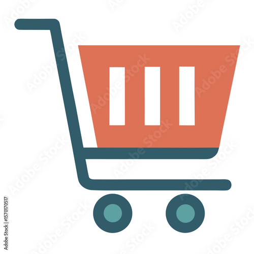 Shopping cart icon with orange basket and teal frame