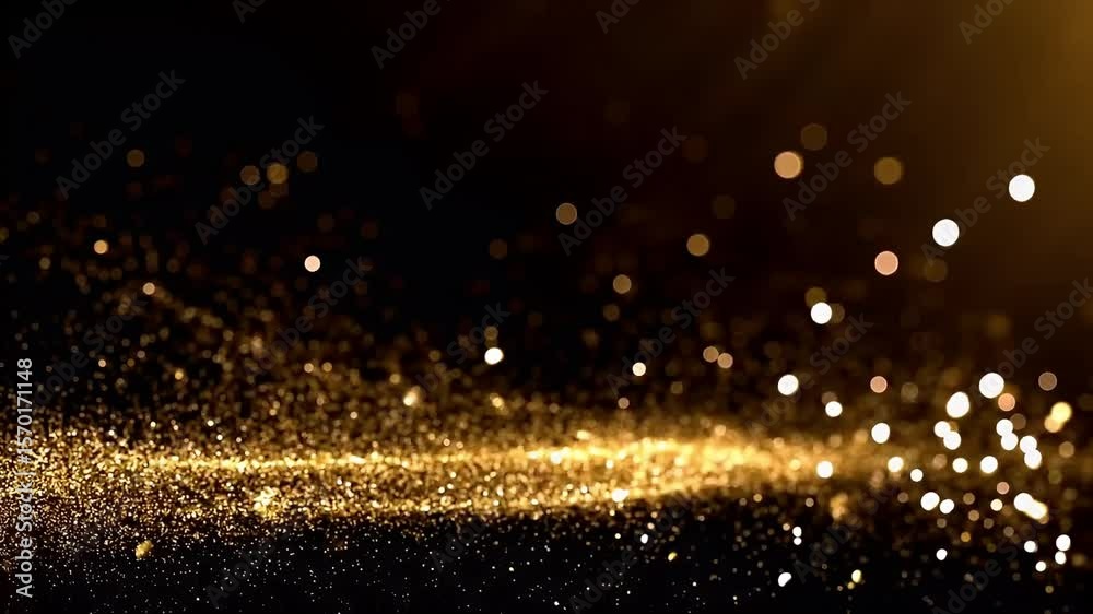 Golden Glitter Particles Sparkling Abstract Background Video