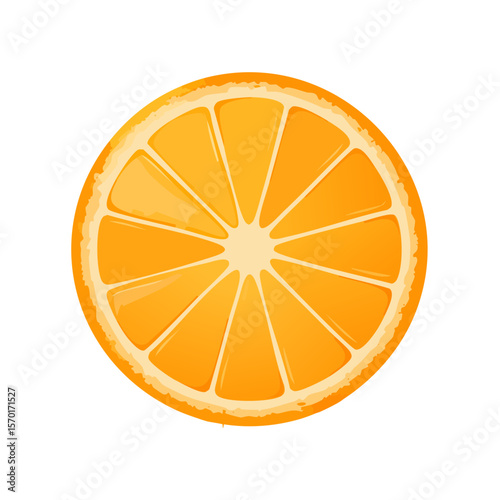 Vibrant Orange Slice Illustration Close Up Fresh Fruit Citrus Round Isolated
