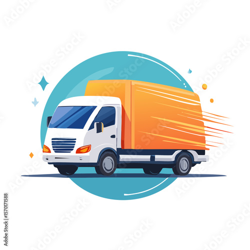 Fast delivery truck illustration delivering goods service in motion speedy transport