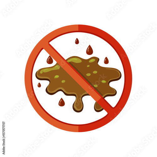 No mess warning sign with splatter and droplets caution symbol for cleanliness and safety information icon