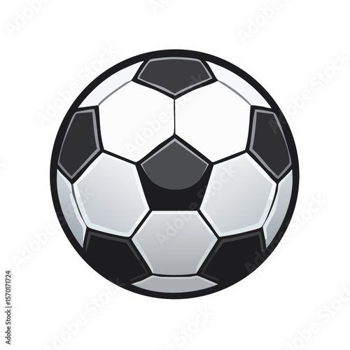 Soccer ball illustration, black and white pentagons, sports equipment, teamwork, round sphere for outdoor games