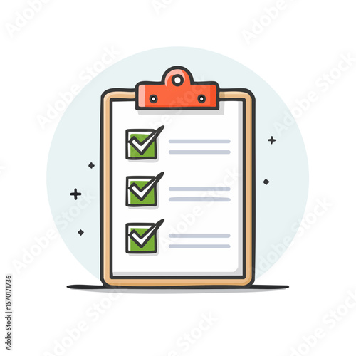 Clipboard with Check Marks Illustration Task List Survey Feedback Form Checked Boxes Isolated Icon