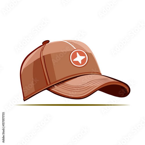 Baseball cap with star logo cartoon illustration fashion accessory headwear style equipment sportswear sun protection