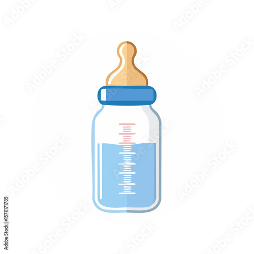 Baby bottle with water icon style illustration vector. Nutrition for infant feeding. Isolated on white background.