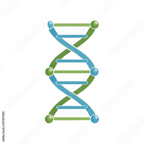DNA strand double helix structure visualization with blue green colors. Genetic code concept for health science technology.
