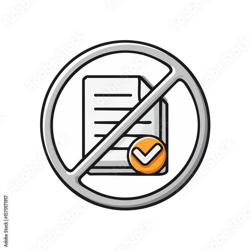 Symbol depicting no documents allowed with a checkmark indicating exception to the rule.