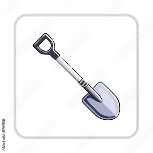 Cartoon Style Shovel Icon Illustration Gardening Tool Equipment for Digging Soil Planting Cultivation Farm Agriculture Isolated Object