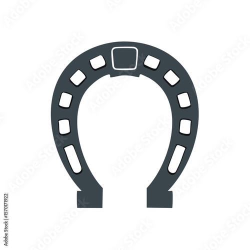 Isolated Lucky Horseshoe Illustration on Black Background, Traditional Symbol, Good Luck Charm, Horse Equipment