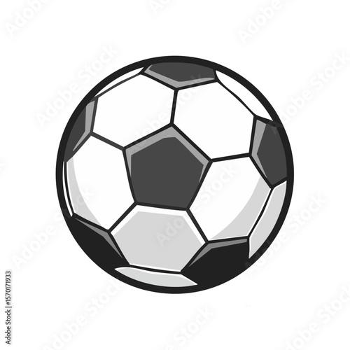 Cartoon Style Soccer Ball Isolated on Black Background Round Football Illustration