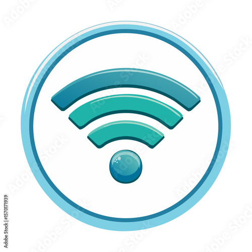 Round Wireless Internet Signal Icon, Blue and White Gradient Technology Connection